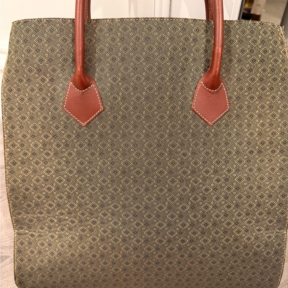 Hartman. Stylish Geometric Tote Bag with Tan Handles
